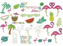 Stickserie - Flamingo Tropical